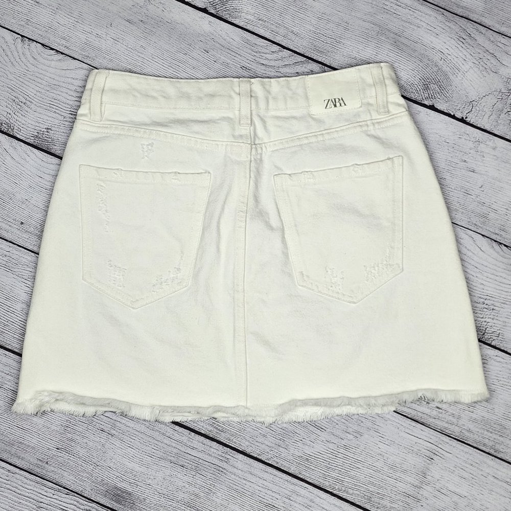 Zara Denim Skirt White Distressed, Size S - Picture 2 of 13